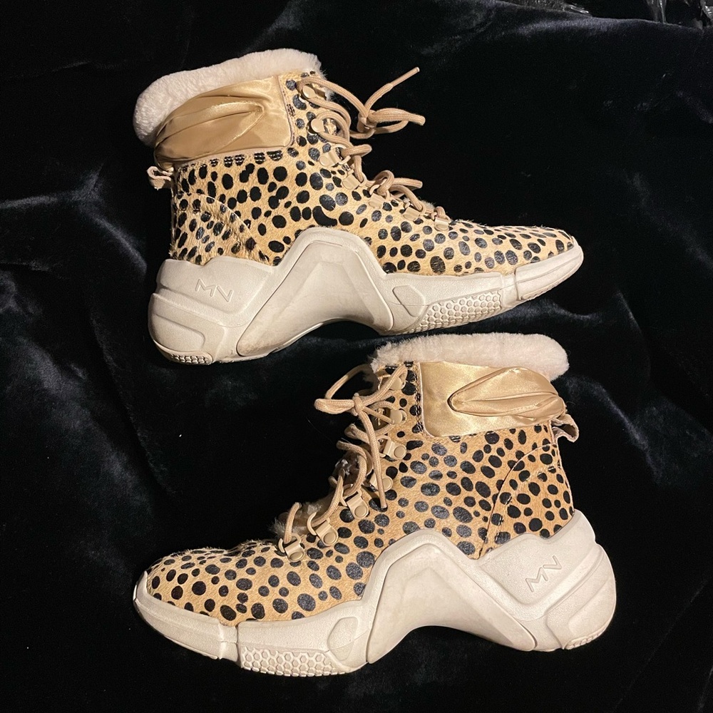 Alpine Cheetah Sheepskin Sneakers NEO BLOCK-LILLIE fur Haircalf Platforms chunky